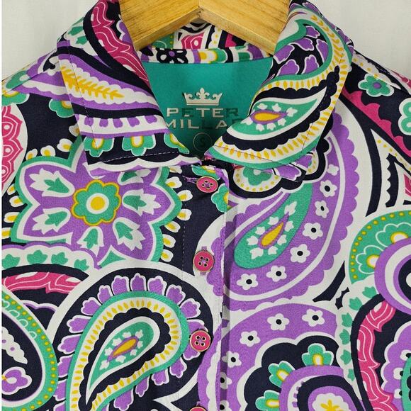 PETER MILLAR WOMEN'S PAISLEY ELEMENT WICKING PERFORMANCE POLO – SIZE SMALL - Picture 4 of 11